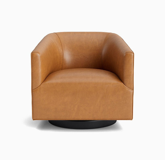 Cooper Studio Fawn Leather Return Swivel Chair - Mitchell Gold + Bob Williams